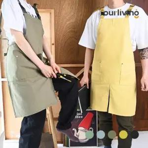 [히트템] 개별OPP포장 앞트임 절개 캐주얼 앞치마 어린이집 카페 공방 유치원 스트릿