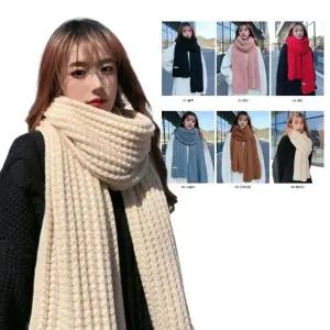 캐주얼한 여자 니트 방한 겨울 따뜻한 머플러 목도리 긴 포근 목감싸주는 짜임 목도리 여성용 선물용