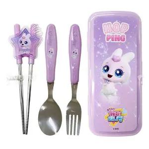 무소음 젓가락 풀세트 어린이용 티니핑 깡총핑 유치원 식사도구