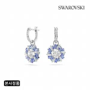[/본사정품] Idyllia 플라워 블루 로듐 드롭 후프 귀걸이 5680016