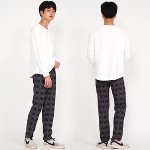 체크 남자 융털 겨울 기모 바지