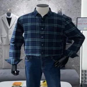 [트루젠]남성 다크그린체크 이지케어 데일리 기본핏 긴팔 셔츠 남자 캐주얼 셔츠