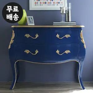 델피 원목 서랍장 엔틱 2단 체스트 안방 거실(블루)