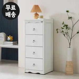 로엘 4단 서랍장 미니 슬림 체스트 틈새(400/화이트)