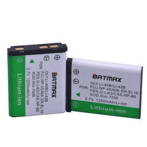 호환 충전기 Li-42B fuji Li NP-45 Li-40B NP 45A 용 EN-EL10 듀얼 Bateria 40B NP-45S 1200mAh 배터리 Batmax LED
