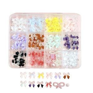 고품질 네일아트 다양한 컬러 진주 리본 믹스 파츠 12칸 세트 리본파츠 파스텔리본파츠 진주네일 (WFHTXCX)