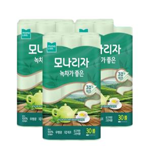 모나리자 녹차가 좋은 화장지 30M 30롤 3개 총90롤 천연펄프