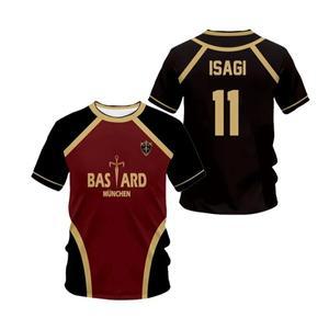 Blue Lock Anime Jersey 그래픽 T 셔츠 남성 Bastard 뮌헨 축구 만화 여름  프린트 훈련 스포츠상의