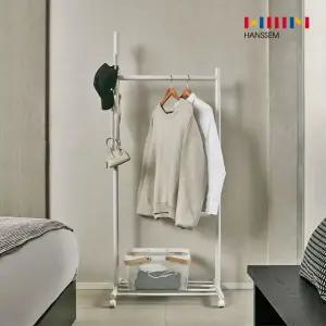 한샘 다용도 이동식 행거 화이트 간편 DIY 이동식 철제 원룸 행거