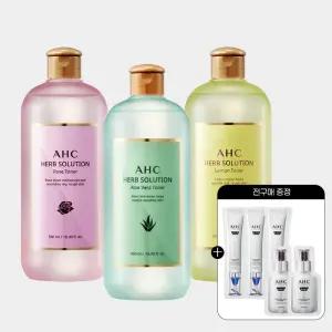 허브솔루션 토너 500ml 1개(알로에베라/로즈/레몬 중 택1)+(증정)전구매 샤쉐