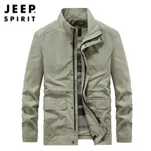 JEEP SPIRIT 가을 방풍 상의 중년 남성 비즈니스 캐주얼 스탠드 칼라 작업복 재킷