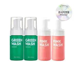 [질경이] 퍼퓸 여성청결제 핑크자몽 워시 폼 100ml 2개+ 그린모스 워시 폼 100ml 2개