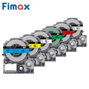 Fimax-SS12KW SS9KW 콤보 세트, Epson/King Jim 프린터 호환 라벨 테이프, 리본 12mm * 8m LW800, 6 개