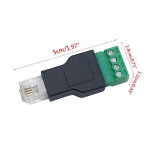 RJ11 남성 4핀 커넥터 분배기 실드 터미널 플러그 나사 고정 어댑터 T5EF