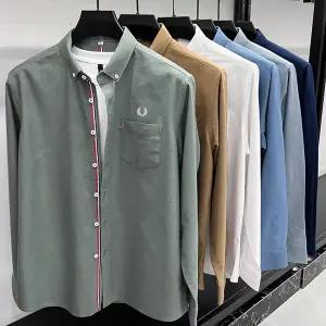 프레드페리(FRED PERRY) 남성 세줄 버튼 다운 포켓 긴팔 셔츠 6종
