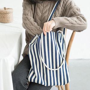 로망스 스트라이프 데일리 에코백 천가방 숄더백