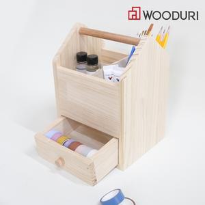 우드리 창고형 수납박스 스펀지 옵션 나무손잡이 학교 복지관 목공 교육 수업 키트 DIY 반제품 교육 영상 제공