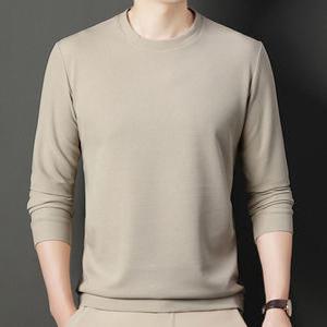 라운드 봄가을 남자 슬림 와플 긴팔 무지티셔츠 간절기 심플이너티 그린 블랙 화이트 베이지
