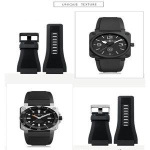 BELL & ROSS 실리콘 시계 스트랩, BR01 BR03, 24mm 밴드