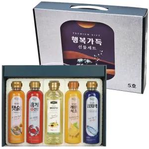[홈히어로] 스페셜5종 명절 선물세트 홍게간장 참치액 레몬식초 맛술 (500ml) 해바라기유(410ml)
