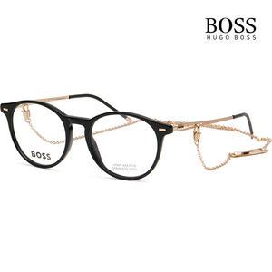 휴고 보스 안경테 BOSS1458 807 명품 블랙 뿔테 라운드 가벼운 체인 팬던트 패션