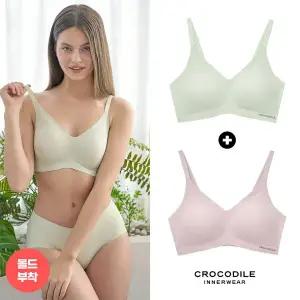 [감탄브라] [크로커다일] 라이크라 쉘론 몰드부착 스트랩 감탄브라 2종 올리브그린+퍼플그레이 CDWBR5M2...