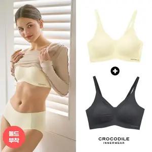 [감탄브라] [크로커다일] 라이크라 쉘론 몰드부착 스트랩 감탄브라 2종 레몬+블랙 CDWBR5M2326