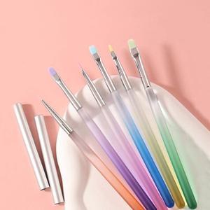 [기타]고품질 네일아트 달콤 투명 마카롱컬러 네일브러쉬 6종 세트 젤네일붓 네일아트붓 (WFHTUFK)