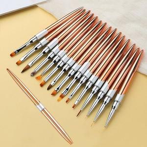 [기타]고품질 네일아트 고급 전문 네일브러쉬 + 브러쉬캡 15종 세트 젤네일붓 네일아트붓 (WFHTVGL)