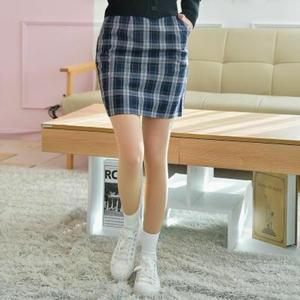 지앤제이커머스 허리조절 스판 블랙체크 교복치마