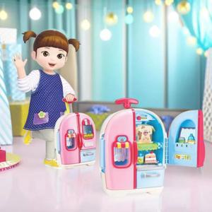 척척박사 우유와 콩순이 냉장고 변신 캐리어 주방놀이 얼음 음식모형 캐릭터 장난감 세트