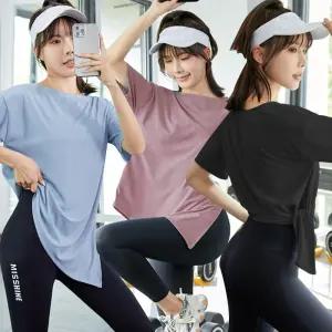 LD-1329 반팔요가상의(롤링)복 여성 여자 요가티 셔츠 의류 요가 운동