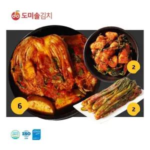 매장정품 [도미솔김치] 도미솔 김치 3종 총10kg (포기김치 6kg 총각김치 2kg 갓김치 2kg) 80009