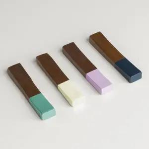 나무 컬러배색 플롭 옻칠 수저받침 4개 SET