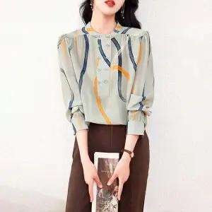 [루미루나]반오픈셔링실키블라우스2종