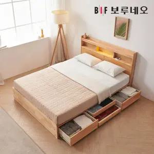 보루네오하우스 프라임 휴 LED 원목 수납침대 Q+본넬 FO6507
