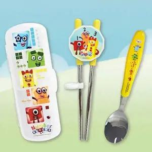 넘버블록스 한손에 교정 젓가락 스푼 케이스 세트