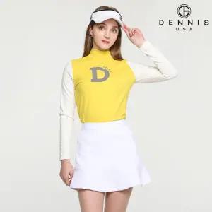 [데니스골프][DENNIS] 여성)소매배색 하프넥 티셔츠_옐로우_NALWLTS061