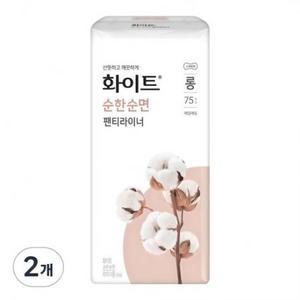 화이트 롱 팬티라이너, 롱, 75개입, 2개 one option