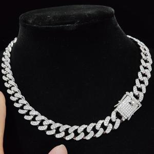 호환 남성 여성 힙합 아이스 체인 목걸이 13mm 너비 마이애미 쿠바 패션 쥬얼리