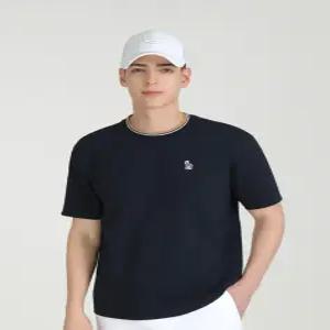 헤지스 골프 25SS [ONLINE EXCLUSIVE] 네이비 남성 그래픽 반팔 라운드 티셔츠 HUTS5B994N2