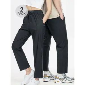 [파라고나][1+1] 2장세트 남여공용 컴포트 스판 9부 밴딩 팬츠 B24P106