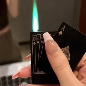 크리 에이 티브 카드 놀이 스페이드 라이터의 에이스 부탄 방풍 스트레이트 금속 라이터 금속 재미있는 선물 남성용 흡연 액세서리