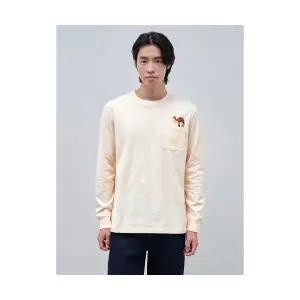 BEANPOLE MEN [Print Bakery] 기모 라운드넥 티셔츠 아이보리 BC4941K010