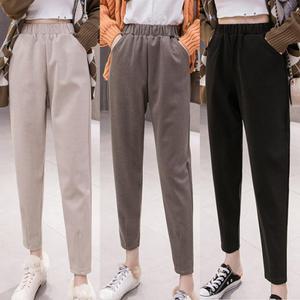 고급 WOOL 모직슬랙스 슬림핏 겨울 여성 기모바지 팬츠