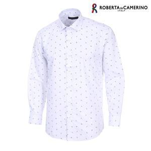 [Roberta di Camerino]TC 스판 프린트 일반핏 화이트 긴소매 셔츠 RL3-401-1