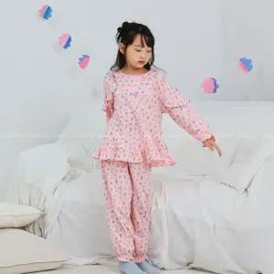 삐삐롱 여아 키즈 러블리 면소재 잠옷 상하 세트 쁘띠앙 파자마 상하복