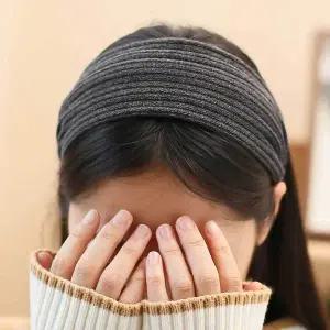 [콩심팥심]그레이 밴드 골지헤어 포인트머리띠 여성머리띠