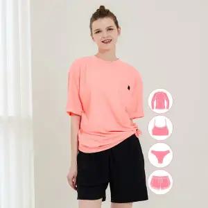 [베이직엘르] 여성인 반팔 래쉬가드 비치반바지 세트 BEL-X001C