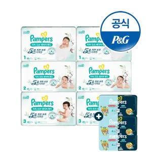 팸퍼스 2025 터치오브네이처 밴드형 기저귀 1 ∼ 3단계 6팩 (총 2박스) + 4단계 체험팩 3팩 증정